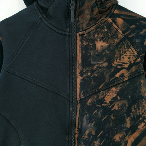 Distressed Applique Patch Embroidery <b>Vintage</b> Acid Washed Men Hoodies Acid Wash <b>Hoodie</b> <b>Zip</b> <b>up</b> - Product Image 2