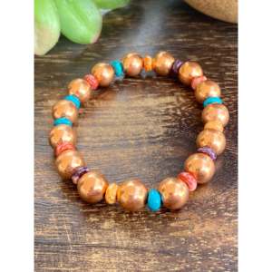 Navajo Style Bohemia Multi-Strung Stone and <b>Copper</b> Beaded Adjustable Bracelet Ball Shape for Gift - Product Image 4