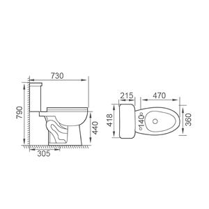 WC <span class=keywords><strong>en</strong></span> céramique à projection frontale standard, deux pièces, modèle ST0425HS, pour distributeurs, constructeurs et projets hôteliers - Product Image 3