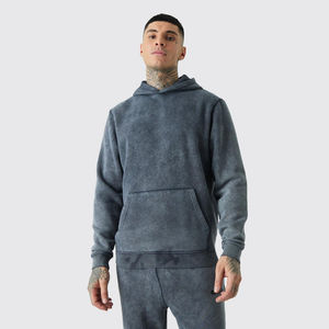 Chándal de invierno de 100% algodón ecológico de alta calidad para hombre, patrón sólido de lavado ácido de talla grande, OEM, transpirable a prueba de viento - Product Image 6