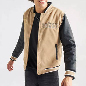 Vêtements décontractés de la rue principale Nouveauté Veste universitaire pour homme Col montant Logo sur le devant 100% laine Respirant Coupe-vent Prix bas - Product Image 1