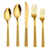 Cuillère à couverts en laiton ensemble de 5 ensembles de couverts uniques poignée de designer en acier miroir Restaurant hôtel maison et fête couverts cuillère