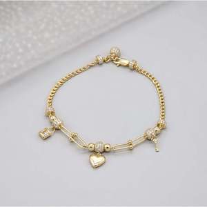 สร้อยข้อมือแฟชั่นรูปหัวใจและกุญแจประดับเพชรทรงกลม น้ำหนัก 1.50 กะรัต รับรองโดย IGI - Product Image 1