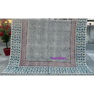 Cotton Block Print Rugs Indian Manufacturer Handmade Art and Crafts Custom Size and Design Hand Tufted Hand loom Carpet Runner