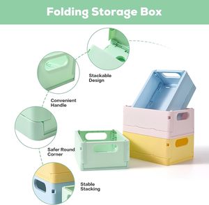 Bán buôn nóng Bán kích thước nhỏ Máy Tính Để Bàn Gấp hộp lưu trữ di động Stackable văn phòng phẩm lưu trữ hộp nhựa đóng mở hộp - Product Image 6