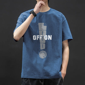 OEM personnalisé poids lourd 100% coton DTG impression coupe normale décontracté logo vierge avant t-shirt pleine impression recadrée hommes - Product Image 5