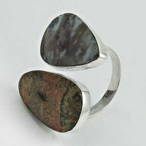 Anillos de Plata de Ley 925 Más Populares con Piedra Preciosa de Jaspe Original y Extravagante, Diseño de Piedra Preciosa Abierta, Joyería Bohemia - Product Image 1