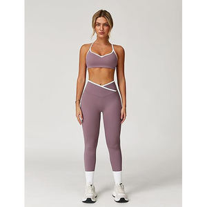 Ensembles de fitness, soutien-gorge de yoga sans couture, leggings taille haute, respirant, extensible, léger, vêtements d'entraînement pour femmes - Product Image 6