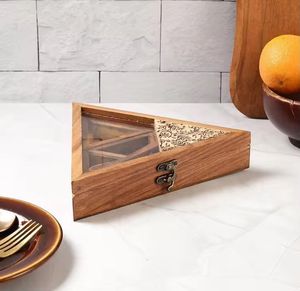 Vente en gros de stockage d'épices Récipient à épices triangulaire en bois pour noix Accessoires de cuisine pour restaurant Réchauffement de maison - Product Image 3