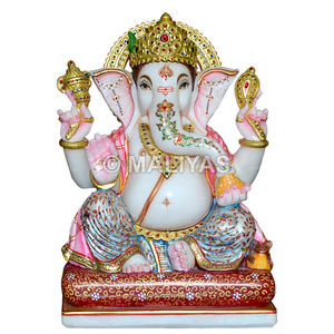 Ídolo de Ganesha en mármol |   Murti de Ganesh de Mármol Hecho a Mano para el Hogar y el Templo - Product Image 1