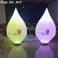 Ballon gonflable lumineux LED coloré en forme de goutte d'eau, modèle d'ail avec roues pour la publicité en fête et en cour