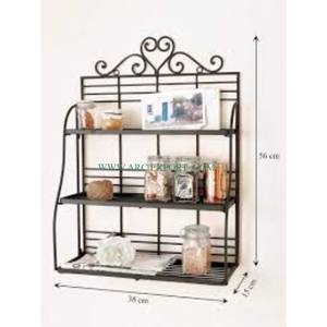 <b>Black</b> Powder Coated Solid Iron and Wooden Large Size Kitchen Storage <b>Racks</b> Latest Designing Handmade New Fancy Modern <b>Racks</b> - Product Image 5