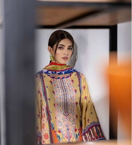 Diseñador indio paquistaní colección de verano de manga completa bordado Salwar Kameez traje cuello bordado impreso Casual fiesta - Product Image 2