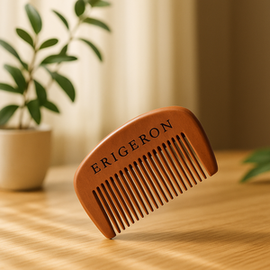 Peigne afro en bois artisanal ERIGERON n°11, design minimaliste éco-responsable et durable, disponible en gros pour les soins capillaires - Product Image 1