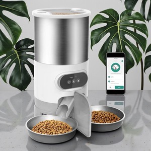 Distributeur automatique de nourriture pour animaux de compagnie à double bol de 4,5 L avec WiFi, distributeur intelligent de nourriture pour chats et chiens, application 2,4 G, télécommande, alimentation programmée, solide, étanche - Product Image 1