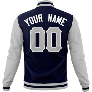 Veste varsity classique pour homme bleu marine et moutarde, style bomber traditionnel avec manches contrastées - Product Image 2