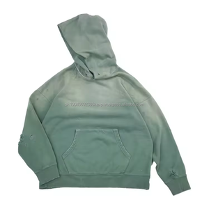 Sudadera con Capucha HLD24059MH Personalizada, Lavada, Desgastada, Estilo Francés, Holgada, para Hombre, Vintage - Product Image 2