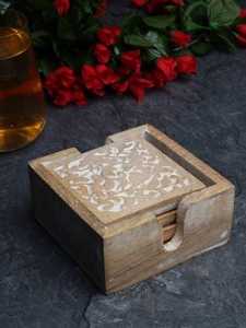 Solid Wooden Tea Coaster Carved Cup Holder <b>Tray</b> for Round Square <b>Pot</b> Carton Packing - Product Image 6