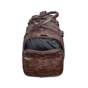 Wholesale leather duffel bags for men stylish travel bag custom design durable luggage high quality leather bag supplier - Product Image 6