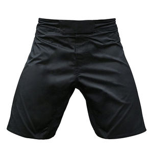Pantalones Cortos de MMA para Hombre, Color Negro Sólido, Casuales, para Gimnasio, Entrenamiento, Boxeo, Kickboxing, Grappling, BJJ, Sin Gi, Artes Marciales, Ropa Deportiva con Logotipo Personalizado - Product Image 1