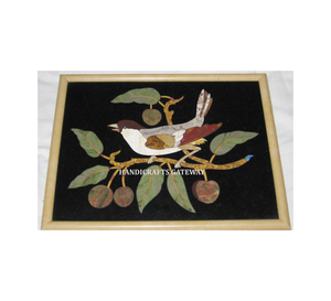 Indian Art New Style and Handmade Designer Black <b>Marble</b> Inlay Bird Shape on <b>Tree</b> Setting Wall Panel With Gorgeous Looking Wall - Product Image 1