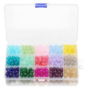 8MM Round Glass Beads DIY Box <b>Kit</b> 375 Pcs 15 Grid Friendship <b>Bracelet</b> Jewellery <b>Making</b> Assorted Colors <b>Crystal</b> Lampwork - Product Image 1