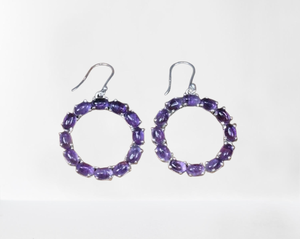 ต่างหูแบบห้อยอัญมณีอเมทิสต์ต่างหู925เงินแท้ต่างหูดีไซน์สำหรับผู้หญิงและเด็กผู้หญิง - Product Image 1