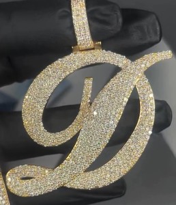 Wholesale Iced Out Moissanite Cursive Letter D Pendant 925 Silver VVS Hip Hop Jewelry Custom <b>Initial</b> Necklace Charm Manufacturer - Product Image 5