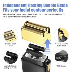 Afeitadora Eléctrica Inalámbrica para Hombre, Recargable, de Viaje, en Negro, con Doble Cuchilla para Afeitar la Cara, Repuesto Rotatorio - Product Image 6