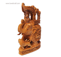 Tirelire Éléphant Ambabari en Bois Poli Écologique, Sculptée à la Main, Siège Royal Howdah Personnalisé pour Fixation Murale à Domicile
