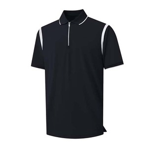 Polos pour hommes à manches courtes décontracté léger Performance évacuation de l'humidité fermeture éclair polos de golf pour hommes - Product Image 5