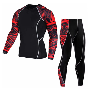 Conjunto Deportivo de 2 Piezas para Hombre, Ropa Deportiva sin Costuras con Logotipo Frontal, para Gimnasio, Yoga, Ejercicio, Compresión - Product Image 1