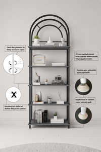 Estantería Metálica Moderna de 5 Niveles, Duradera y Multifuncional, para Libros, Plantas, Decoración del Hogar, Sala de Estar, Almacenamiento - Product Image 5