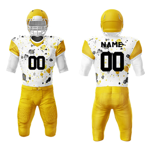 Ensemble d'uniformes de football américain par sublimation pour l'uniforme de football de longueur à manches courtes avec col en V et sergé - Product Image 6