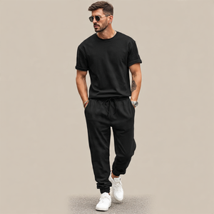 Conjunto de chándal de Camiseta de algodón para Hombre | Camiseta con estampado de logotipo personalizado y pantalones para correr | Ropa deportiva informal - Product Image 5