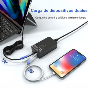 Alimentatore/Caricabatterie da 127W (15V 8A) per Microsoft Surface Pro AC con funzione PD e QC2.0, compatibile con prese EU, US, UK, JP - Product Image 3