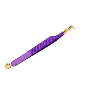 Pinzas de Fibra para Extensión de Pestañas Sevmek, Nuevas, 10 mm de Longitud, Degradado Morado, Acero Inoxidable, Profesional, Alta Precisión - Product Image 4