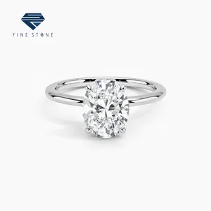 Stile classico artiglio impostazione Halo anello CVD laboratorio cresciuto anello di diamanti per fidanzamento 10k/14k bianco/oro giallo personalizzazione Unisex