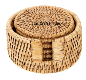 Article décoratif en liège Broderie créative en osier Dessous de verre à thé faits à la main Ensemble de 4 pièces Accessoires de cuisine Vente à chaud 2024 - Product Image 1