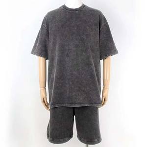 Ensemble t-shirt et short Streetwear pour hommes d'automne 100% coton teint uni vente chaude Design personnalisé personnalisé - Product Image 6