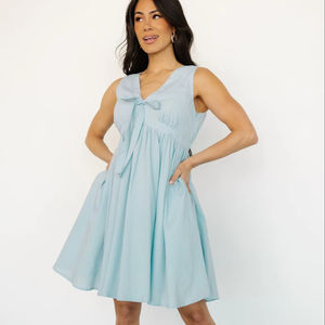 Robe longue décontractée pour femme en coton tissé 100 %, couleur unie, manches courtes, taille naturelle, lavable, collection automne - Product Image 1