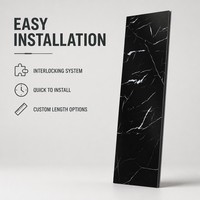 Panneau mural en PVC marbré noir et blanc, imperméable, revêtement décoratif intérieur
