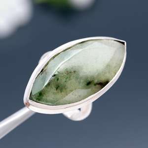 แหวนแต่งงานประดับเพชรที่ผ่านการรับรอง Gia สีเขียว925วงแหวนสำหรับงานแต่งงานประดับเพชรพลอยพลอยพรีไนต์10X20MM เจียระไน - Product Image 4