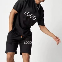 Ropa de Verano para Hombre 2024, Conjunto Deportivo con Logotipo Personalizado Estampado, Conjunto de Camisa y Pantalones Cortos, 100% Algodón Transpirable