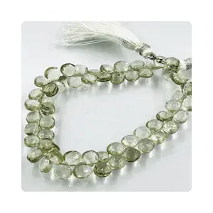 Cuentas de amatista verde facetadas en forma de corazón de 8 pulgadas de calidad superior hebra de piedras preciosas de amatista verde para la fabricación de joyas - Product Image 1