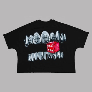 Camiseta de hombre con bordado personalizado lavado con ácido 250 Gsm 100% algodón ropa informal de gran tamaño estilo Hip Hop camiseta - Product Image 1