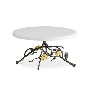 Support décoratif pour gâteau rond en marbre blanc avec base en métal doré pour décoration de centre de table au meilleur prix. - Product Image 6