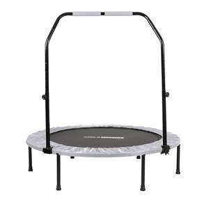 Trampolino Fitness Mini HolaHatha da 48 Pollici Bianco, Pieghevole per Interni con Maniglia Regolabile, Realizzato in PVC e Schiuma Resistenti - Product Image 1