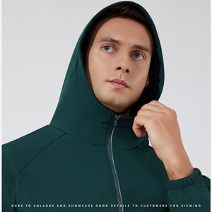 Veste coupe-vent en softshell molletonnée pour homme pour l'entraînement, veste de sport zippée pour la salle de sport, avec capuche, haut d'entraînement thermique, teint - Product Image 3