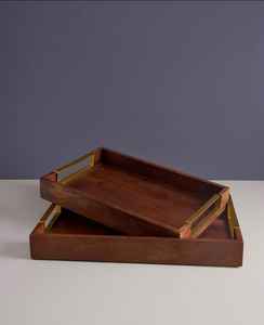 ถาดเสิร์ฟอาหารทำจากไม้พร้อมด้ามจับทองเหลืองสำหรับ100% - Product Image 2